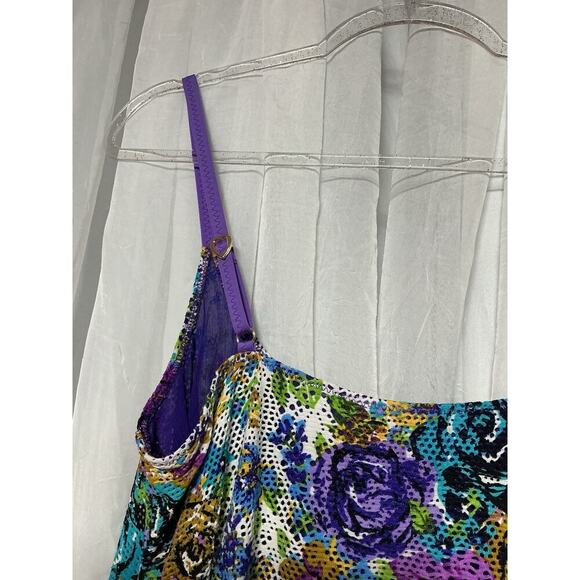 VTG Betsey Johnson Floral Rose Swim Dress Coverup Pin Up Croquette Whimsy M / L - Picture 8 of 9